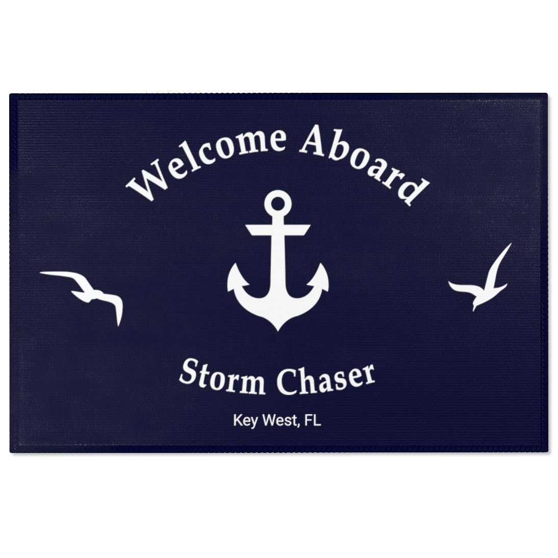 Personalized Welcome Aboard Mat for Boat Yacht Lake Cabin Beach House Pontoon Custom Nautical Gift for Captain Gunwale Anchor Decor Gunnel Accessories Doormat Made in USA