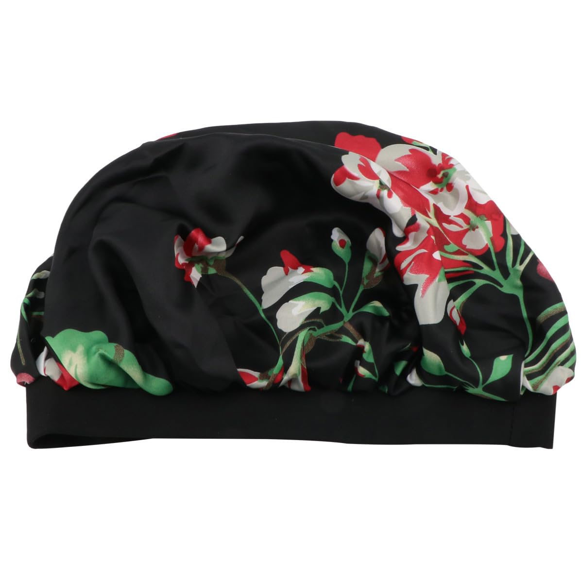 Satén Gorro de Dormir Elástico, Ala Ancha Negro, para Adultos