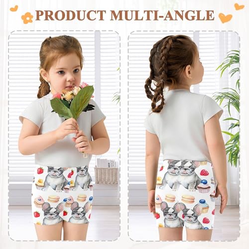 Cute French Bulldogs Desserts Girls' Biker Shorts Toddler 4t Under Skirt Shorts Floral Cotton Dance Clothes4