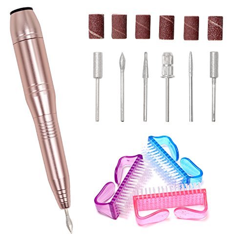 ECBASKET Electric Nail Drill Portable Nail Drill Machine Electric Acrylic Nail File Manicure Pedicure Kit Handpiece Grinder for Acrylic Gel Nails with 3 Nail Brushes for Cleaning