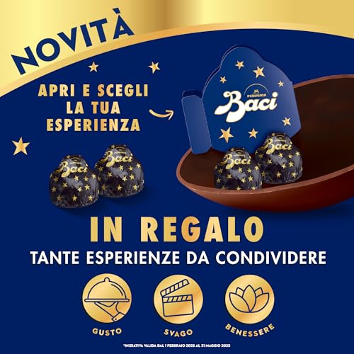 BACI PERUGINA Uovo di Pasqua 2025 Cioccolato Fondente Extra 70% con Sorpresa e 4 Cioccolatini 265g - Immagine 3
