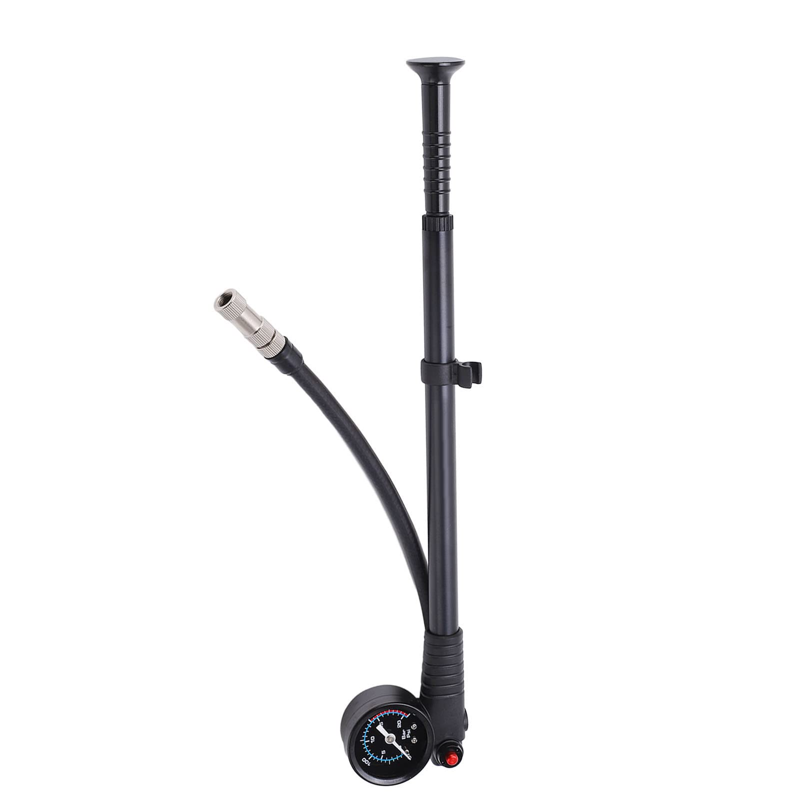 CHICIRIS Federgabel Dämpferpumpe mit Manometer, Stoßdämpferpumpe, 300 PSI, Visuelles Druckrad, 360° Drehbar, Aufblasrohr, Fahrradpumpe aus Aluminiumlegierung für Vordergabel