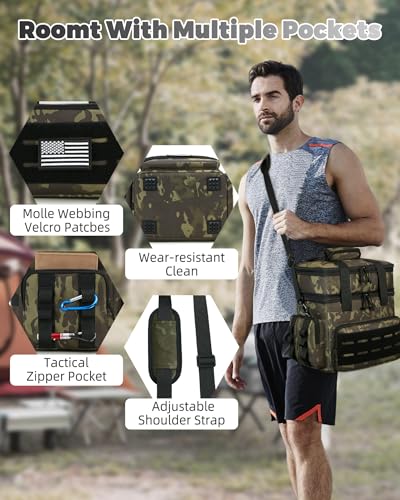 Image of holuxer Tactical Lunch Bag & Lunch Box for Men - Large Double Deck Expandable Insulated Soft Adult Lunchbox for Work - Cooler Bag for Beach, Picnic, Camping,Outdoor,Travel (Camo,16L)