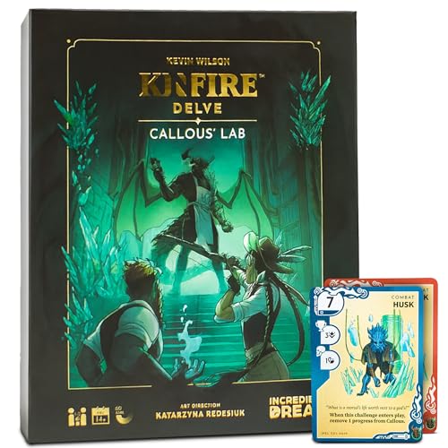 Kinfire Delve: Callous Lab Tactical Solo or 2-Player Card & Dice Game Puzzle-Focused Adventure with Replayable Depths Ages 14+ 60+ Min Gameplay (Part of the Kinfire Universe: 5 Standalone Games)