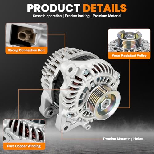 Image of 11537N High Output Alternator 95Amp Compatible with Honda Civic 2012-2015 1.8L, HR-V 2016-2018 1.8L, Acura ILX 2013-2015 2.0L, Replace 31100-R1A-A01, 31100-R1A-A010M2, A005TJ0191
