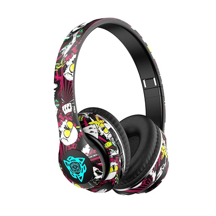 LP Fusion P35 Graffiti - Auriculares inalámbricos para videojuegos, LED RGB, sonido estéreo 3D, micrófono con cancelación de ruido, Bluetooth y cable, para PC, PS5, PS4, Switch, Mobile Tech (rojo)