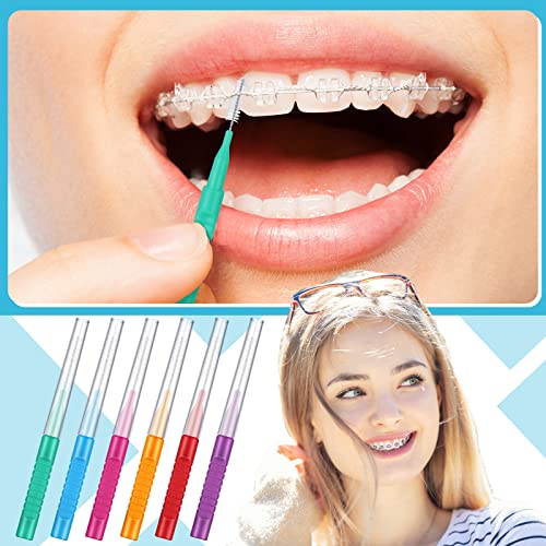 Yinder 100 Pcs Braces Brushes For Cleaner Interdental Brush Toothpicks Teeth Cleaning Soft Flossing Heads Floss Dental Tools Braces Flossers Tooth Picks Flossers With Bristles, 6 Colors And Sizes #TOP6