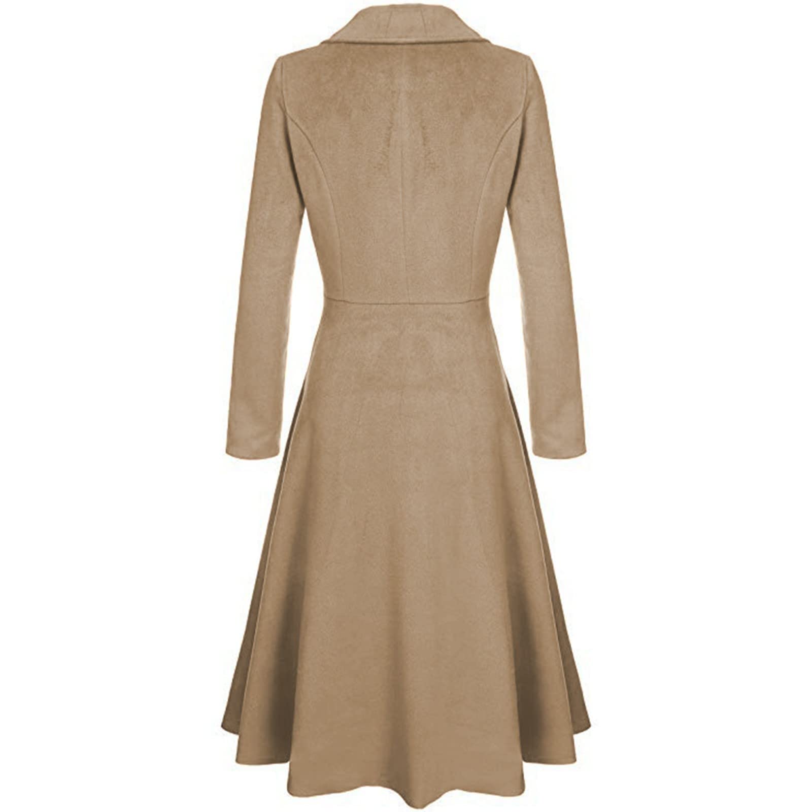Generisch Wollmantel Damen Winter Lang Wintermantel Vintage Winterjacke Warm Tailliert Jacke Winddicht Wolljacke Mit Knöpfen Mantel Frauen A-Linie Elegant Trenchcoat Einfarbig Damenmantel Ohne Kapuze