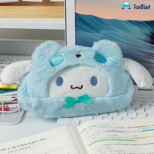 Image of FunBlast Fur Pencil Pouch for Girls - Cute Cartoon Animal Pouch, Multi-Purpose Zipper Case for School Kids, Cosmetic Pouch for Girls, Coin & Travel Pouches for School /Office (Blue-)