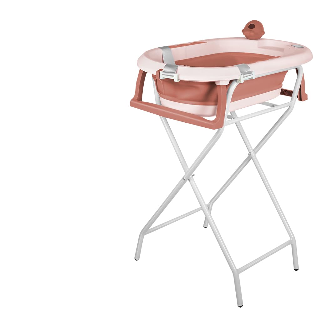 Baignoire pour bébé avec support, ergonomique, compacte, 10 kg, 81,5 x 48 x 21 cm - Rose