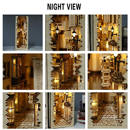 Wooden Diagon Alley Book Nook Kit Bookend Stand Bookshelf Insert Diy Bookends Decor Model Building Kit Accessories Luxury Decorative Books Ornaments Version #TOP4