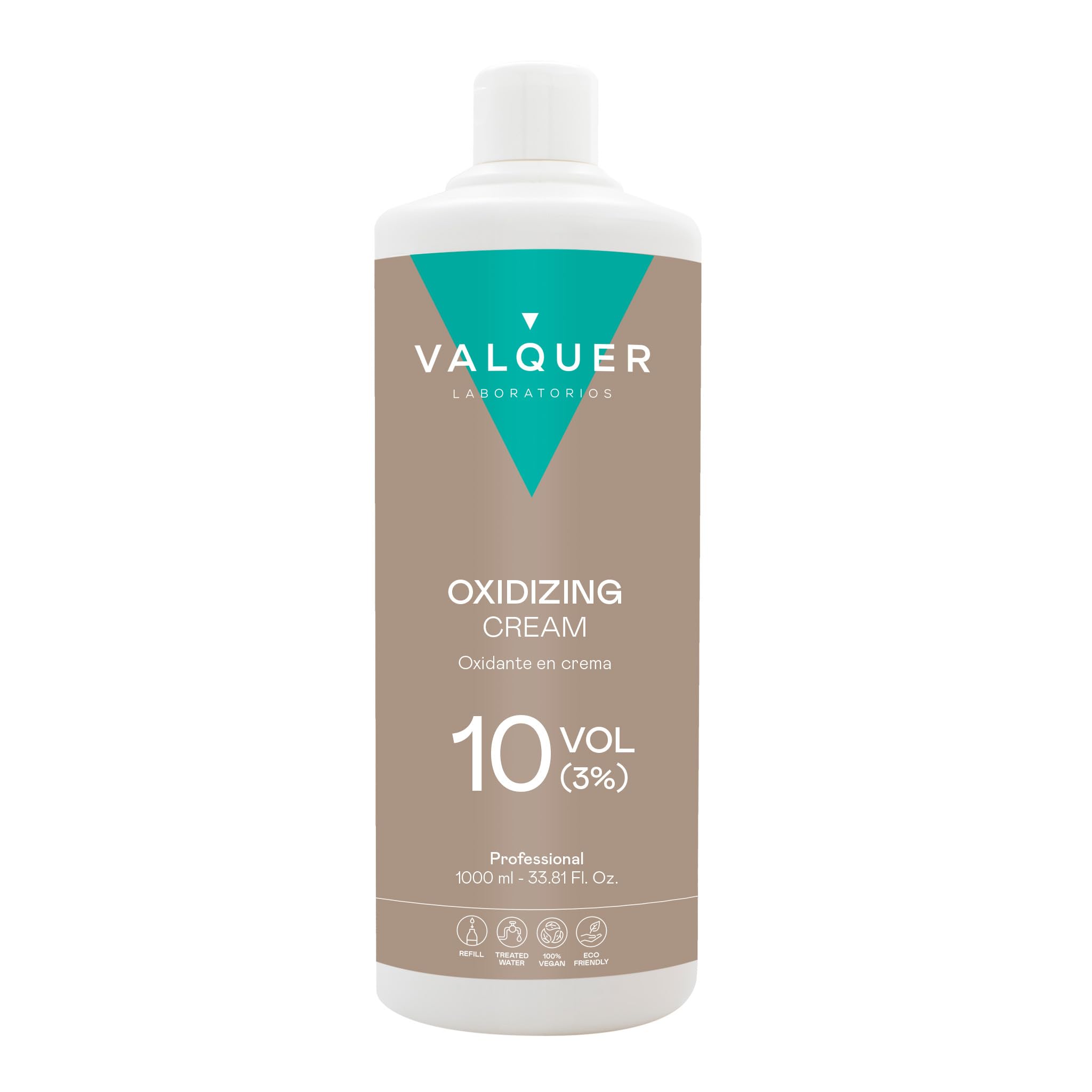 VALQUER Wasserstoffperoxid 10 Vol. 3% Stabilisierte Creme | Oxidationsmittel Entwickler für dauerhafte Haarfärbung und -bleichung | Mit Inhaltsstoffen natürlichen Ursprungs | Professionell | 1 L
