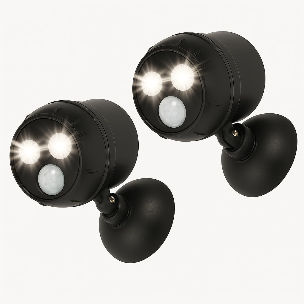 Proxinova Outdoor LED Security Lights, Motion Sensor Lights Outdoor, Outdoor Lights Battery Powered, PIR Sensor, Bright LED Floodlight Battery Powered Outdoor Lights, Compact & Easy Fit, 2 Pack — image 1