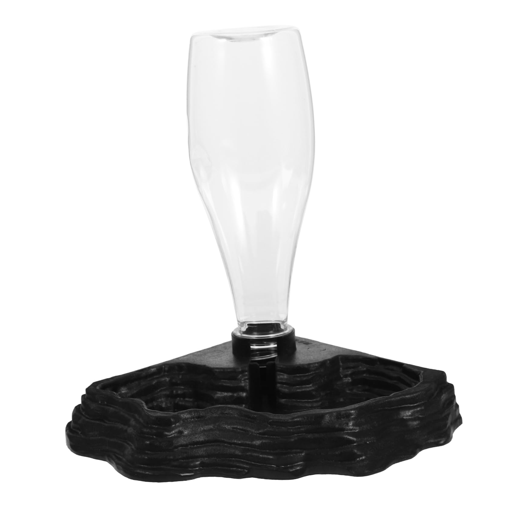 BESPORTBLE Automatic Tortoise Water Feeder 16cm, High-Density Reptile Waterer for Bearded Dragon and Gecko, Stable Drinking Fountain for Terrarium Tank, Black Feeding Bowl, 1 Pack