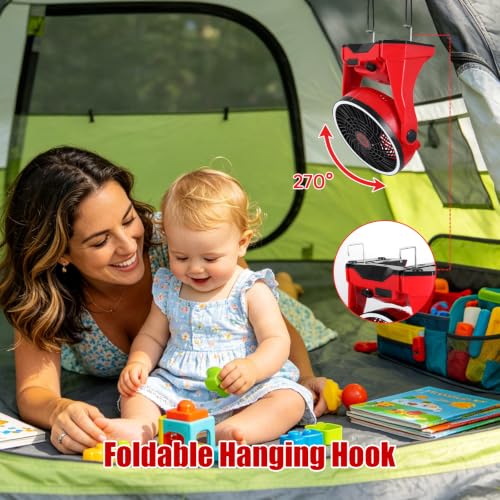 Cordless Battery Operated Fan Compatible with Milwaukee M18 18V Battery, 10in Portable Rechargeable Fan Variable Speed Hanging Hook Up to 4.5 Hrs Runtime for Camping, Jobsite, Outdoor(NO Battery) — view 2
