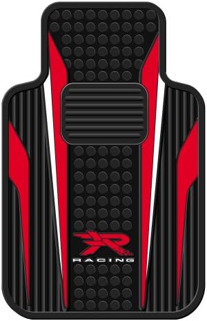 Red And White R Racing Universal-Fit Molded Front Floor Mats - Set of 2
