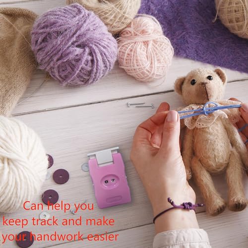 Image of 2 Pieces Knitting Counters, Knitting Needle Marking Tool, Plastic Knitting Stitch Counter, Crochet Yarn Row Counter Pink