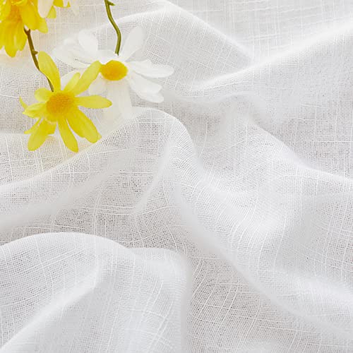 Pony Dance White Sheer Curtains 84 Inch Length For Living Room 2 Panels Light Filtering Sheer Linen Textured Curtain For Bedroom Back Tab Rod Pocket Drapes Rustic Boho Farmhouse Decor 7 Ft Long #TOP4