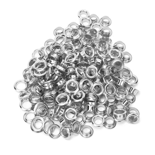 Ojales para Manualidades de Papel, 100 Piezas de Latón de 6 Mm con Ojales de Doble Cara, Remache Hueco para Bolsa de Ropa/cinturón/zapato (SILVER)