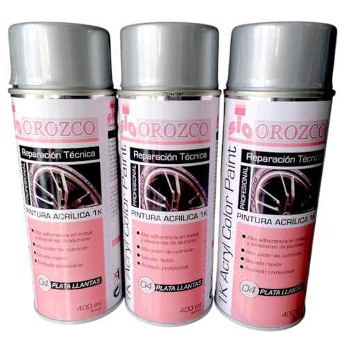 3x Pintura Llantas Coche en Spray Aluminio Plata 400ml.
