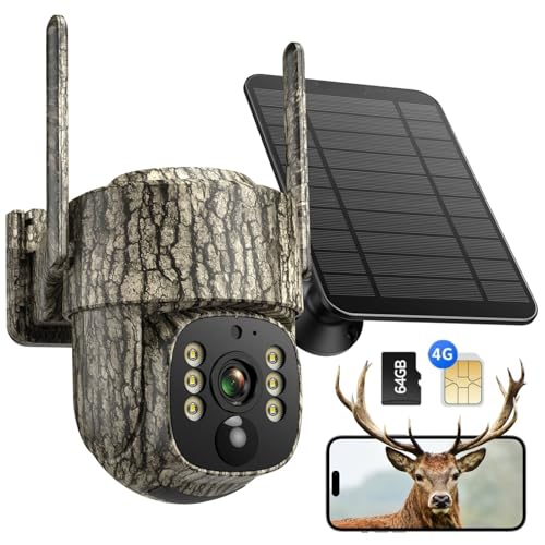VOOPEAK Camera Chasse 4G Solaire, Camera de Chasse Connectée Telephone avec Carte SIM, Caméra de Chasse Vision Nocturne Communication Bidirectionnelle...