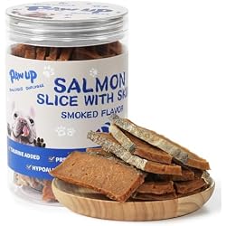 PAWUP Salmon Dog Treats, Smoked Salmon Jerky with Skin, 12.5 oz | High Protein Fish Jerky for Dogs, Omega 3-6 & Taurine Added, Gentle on Sensitive Stomachs