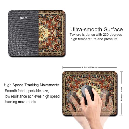 Image of Carpet Pattern Mousepad - Small Non-Slip Rubber Carpet Design Printed Computer Mouse Pad 19x22cm (FMP0225)