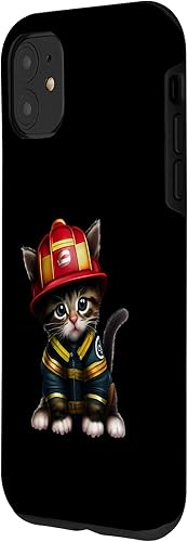 Miniatura 2 de Funda para iPhone 11 Un bombero felino