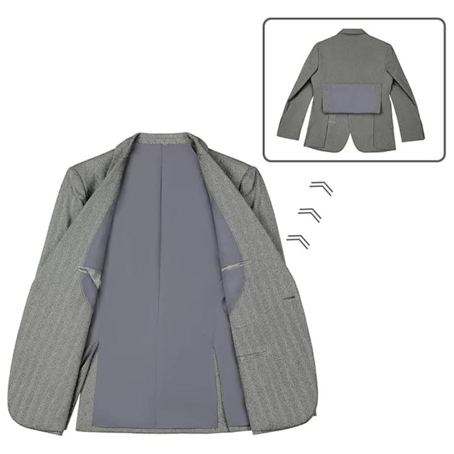 Pohullan Men Slim Fit Herringbone Tweed 2-Piece Suit for Wedding Prom Formal Events Groom Attire 5