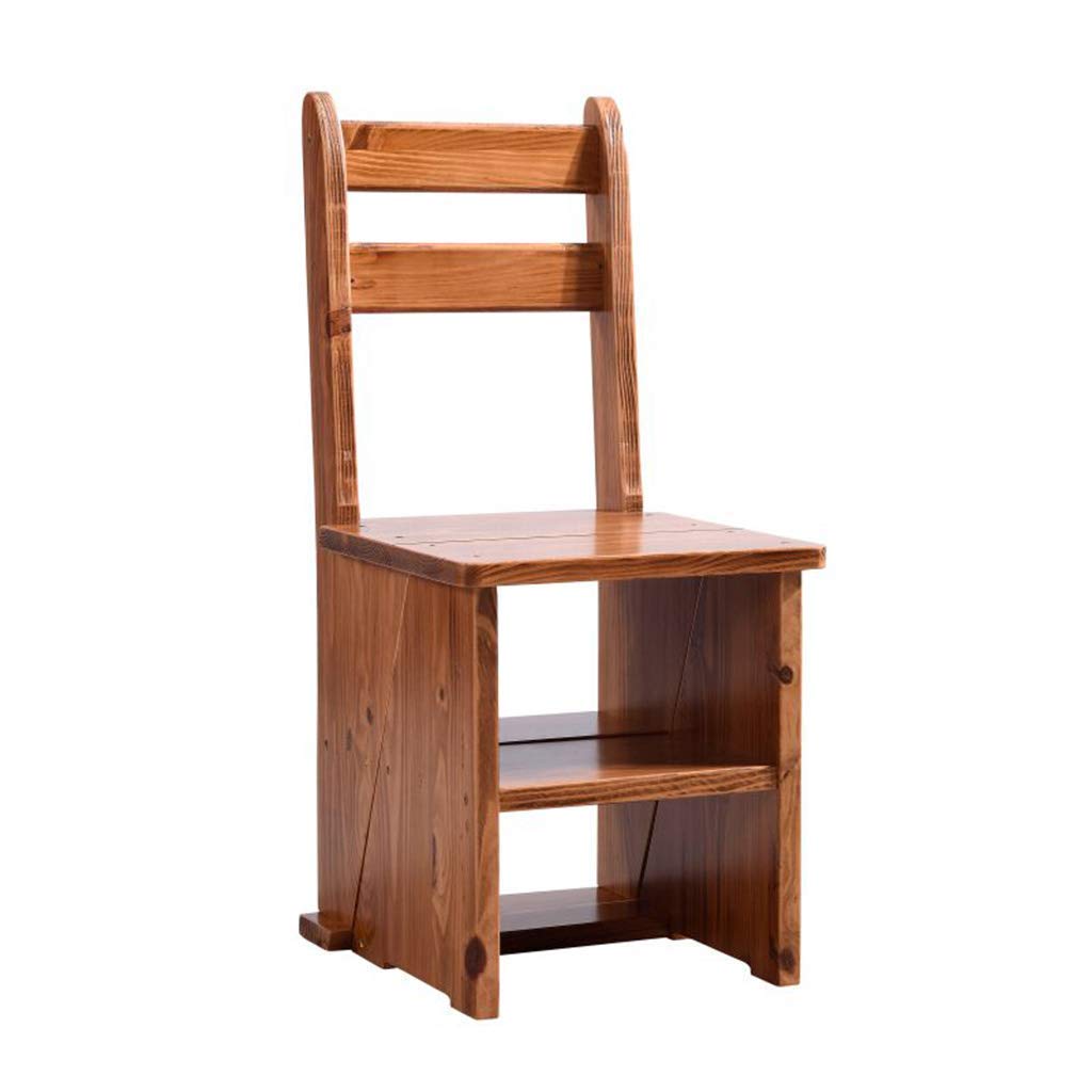 HAPPLiGNLY Home Step Stools,High Chair Folding Step Stool Wooden Ladder Staircase Shelf Stepladder Dual-Use Climb Widened Multifunction Safety Household Kitchen Indoor Ascend,A,A