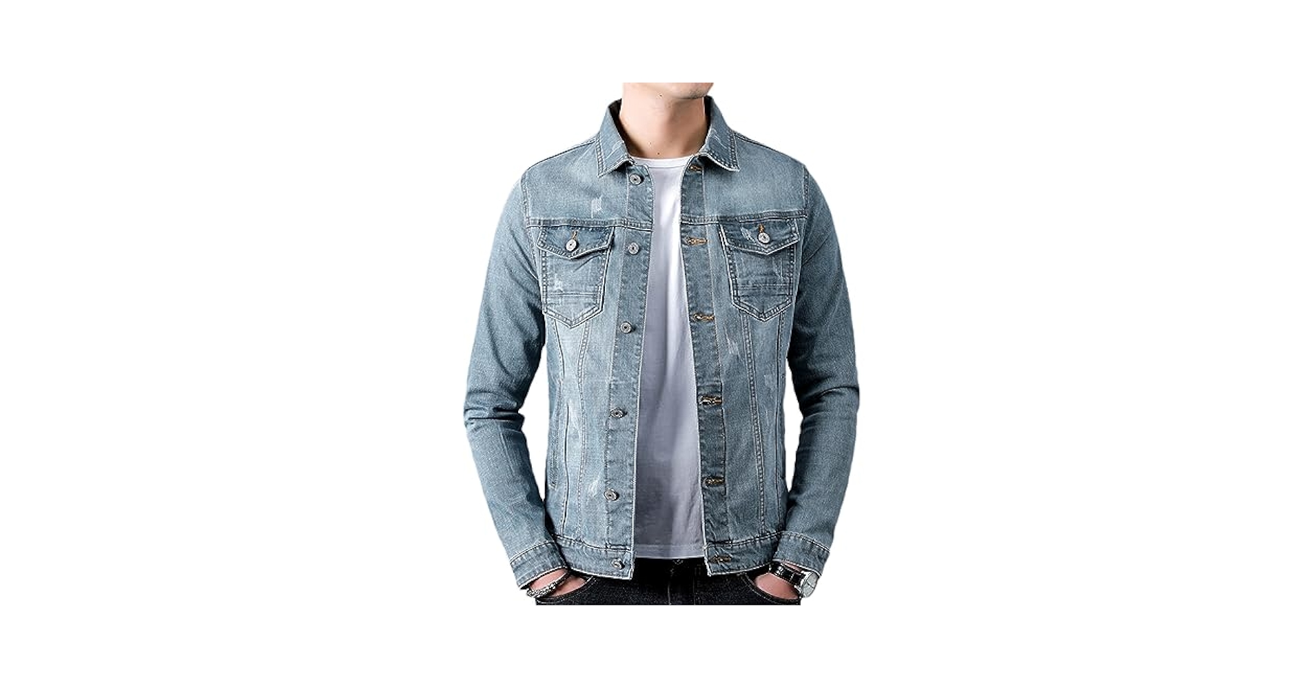 Wjnvfioo Spring Men's Casual Cotton Denim Jacket Classic