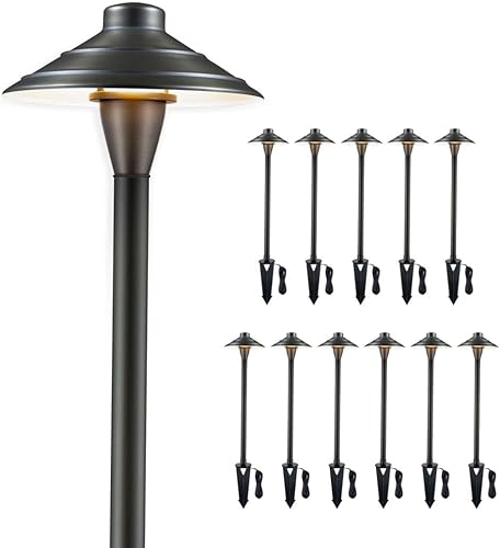 Miniatura 1 de Gardenreet Luces de latón de bajo voltaje, luces LED de camino de paisaje para exteriores de 12 V (sombrero) para pasarela, entrada, jardín, patio,