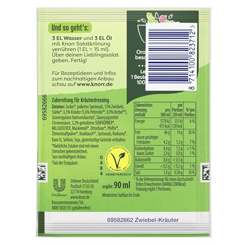 Knorr Zwiebel-Kräuter Salatkrönung, für ein leckeres Salatdressing 5x 3 Portionen