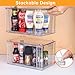 Zero Zoo 4Pack Large Stackable Kitchen Storage Drawers, Clear Foods Organizer Bins with Handles, Easily Assemble for Bathroom, Kitchen, Pantry, Cabinet, Closet(XL-UP Handle)
