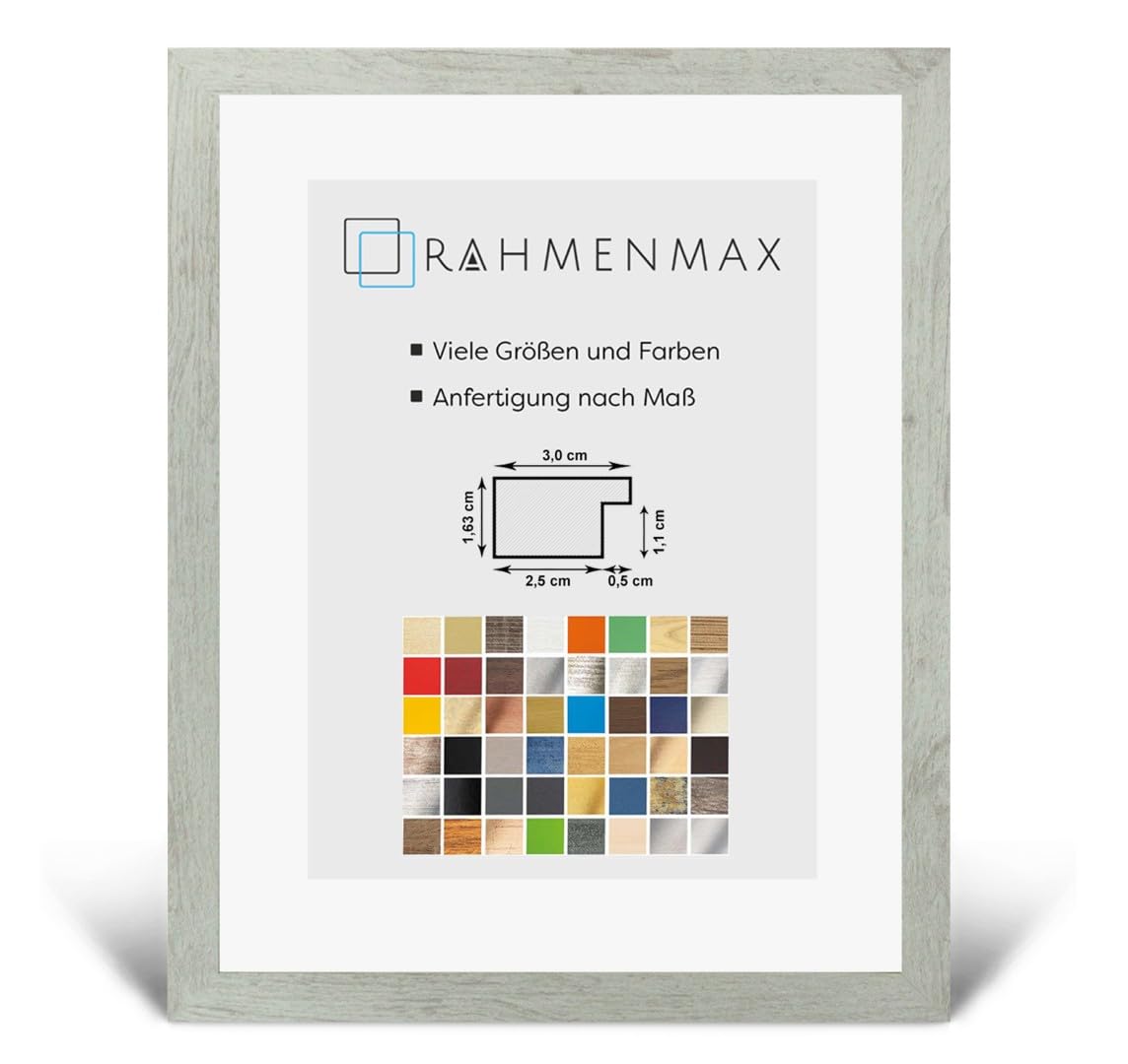 Morena MDF Rahmen für Bild 80x97cm Pinie gekälkt mit Acrylglas | zum Aufhängen Hoch- und Querformat/Maßanfertigung möglich/Puzzle Rahmen/mit 1mm Antireflex Acrylglas