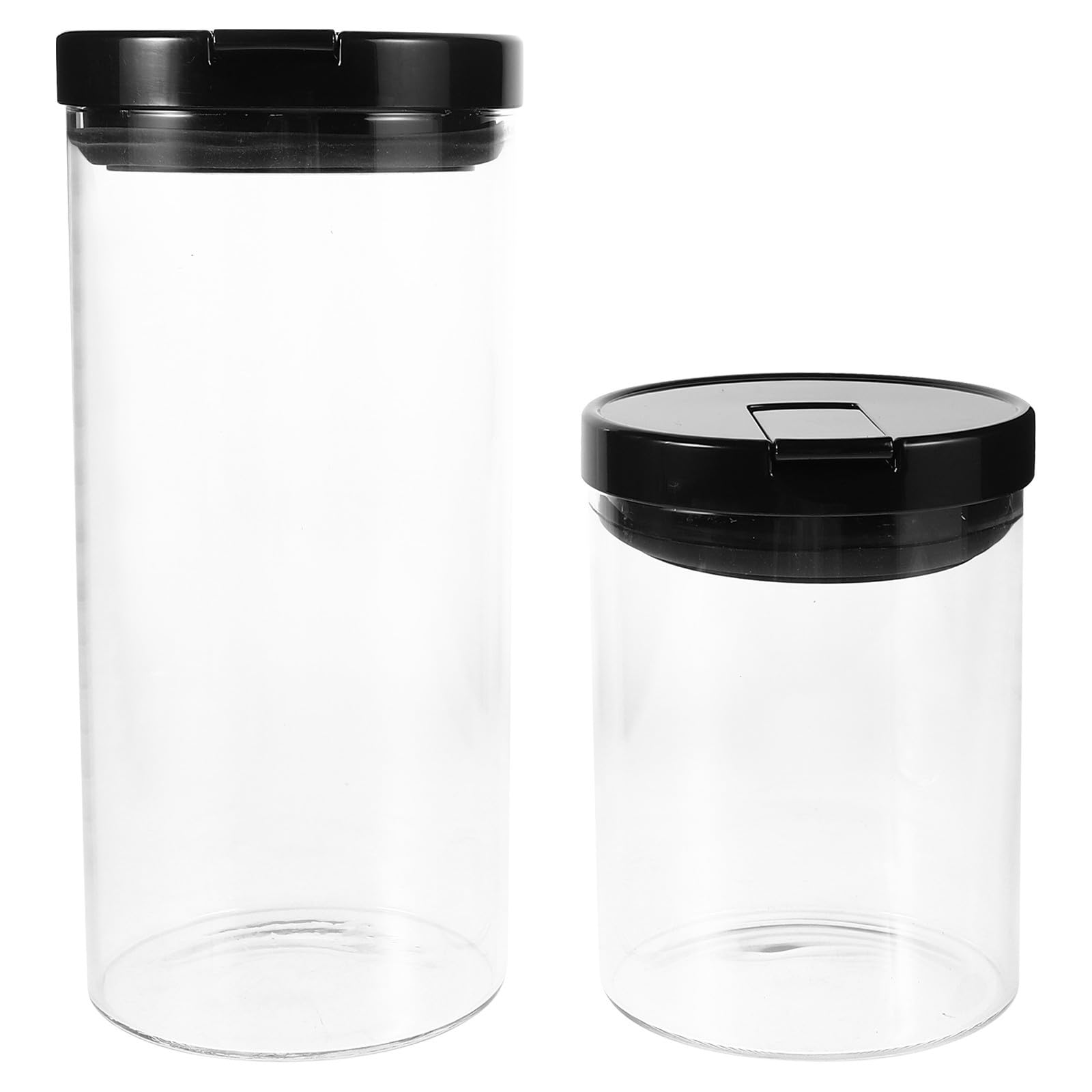 Kichvoe Set de 2 Tarros de Almacenamiento Herméticos de Vidrio con Tapas de Plástico, Capacidad 700ml y 1200ml, Diseño Transparente y Fácil Limpieza para Guardar Alimentos y Azúcar