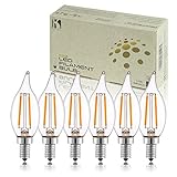 Keymit C32 2W UL Listed E492997 New Deep Dimmable Solution LED Candelabra Base Bulbs - E12 Chandelier Candle Lights - 2700K - Equivalent 20 Watt Low Wattage Epistar Chip 6Pack