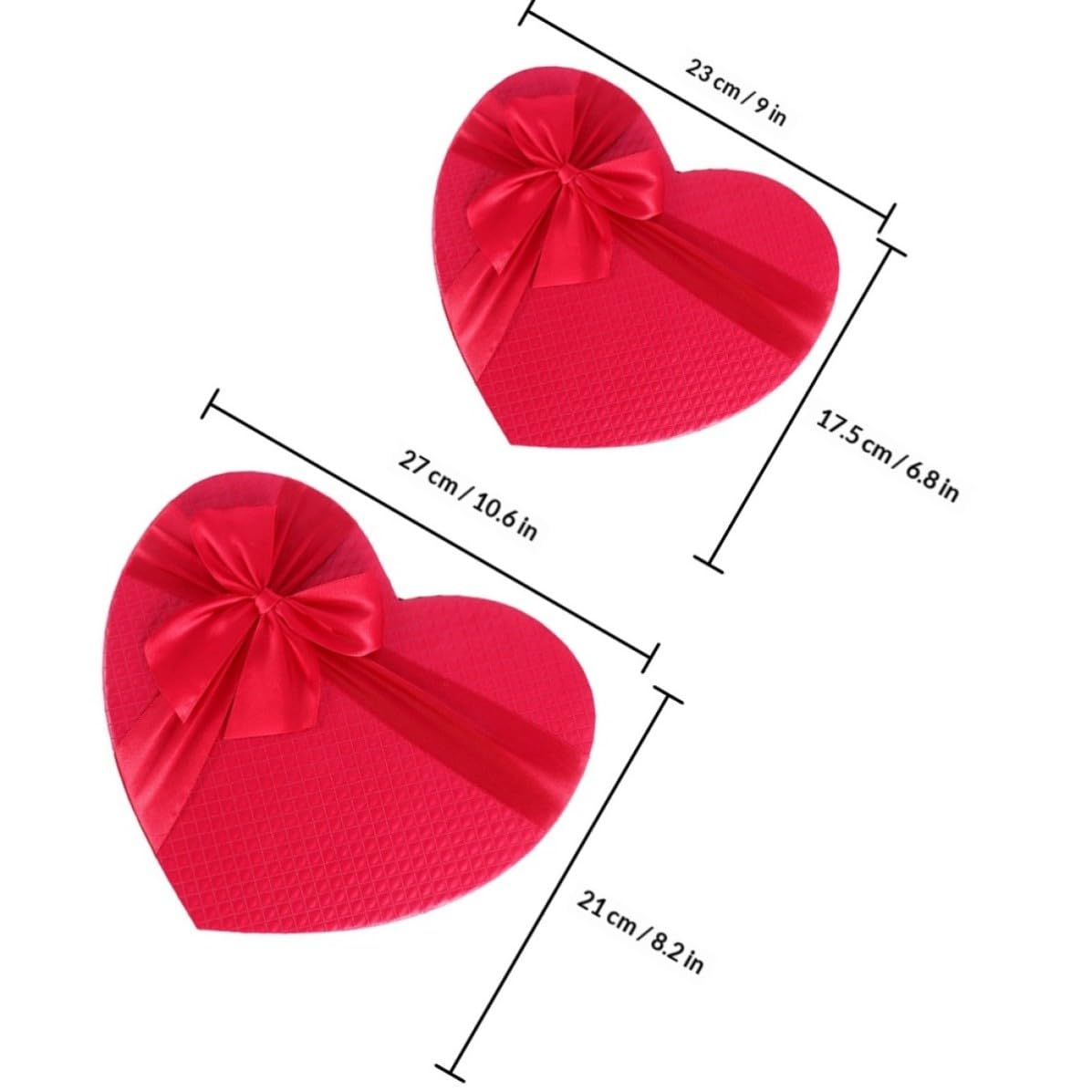 Healeved Geschenkboxen Aufbewahrungsboxen Rote Herzförmige aus Papier 2 Stück Kleine und Mittlere mit Deckel Hochzeitsboxen für Valentinstag und Feierlichkeiten