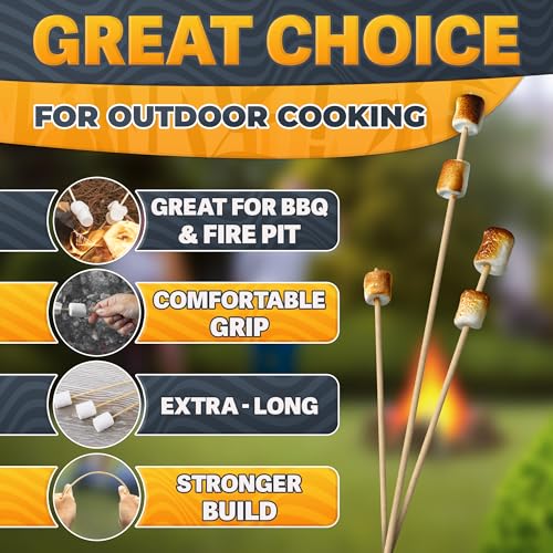 50 Pcs Bamboo Skewers for Grilling – 36 Inch Long Marshmallow Roasting Sticks for Campfire – Smores Sticks for Fire Pit to Making Kabobs, Hot Dog, Fruit, Crafts & Flower Bouquets