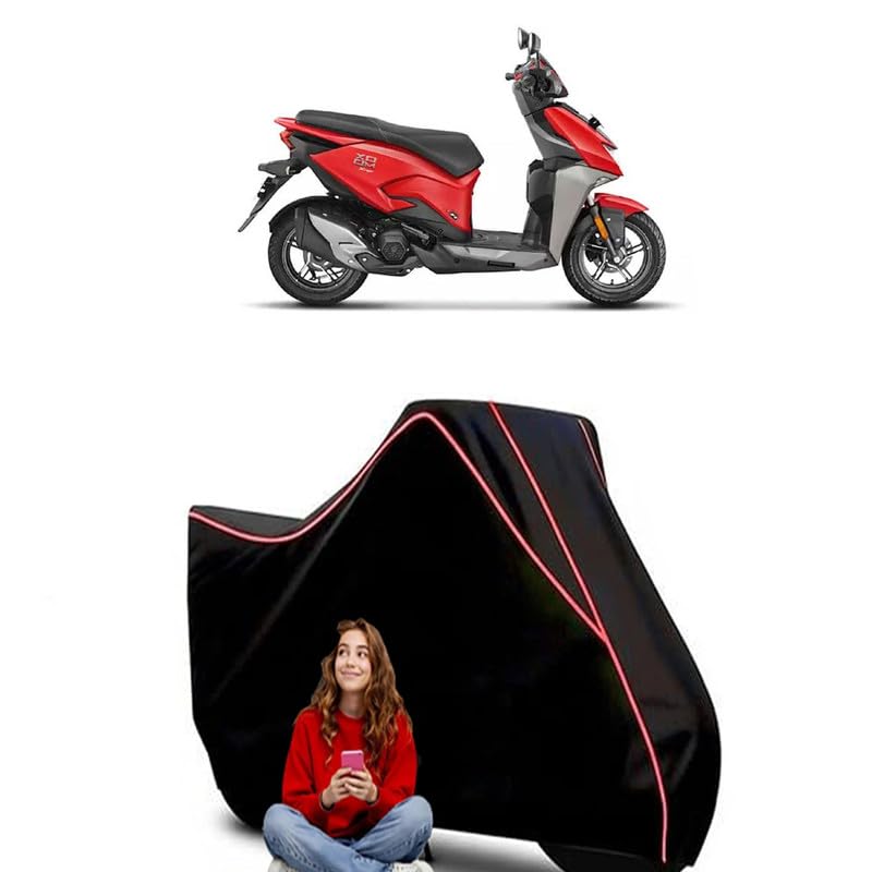 Image of Xoom 125 Scooty Bike Cover Water Resistant Outdoor Use Universal Fit Scooters Motorcycles Heavy Duty UV Protection Dust Rain Scratch Resistant Elastic Bottom Black Blue Piping