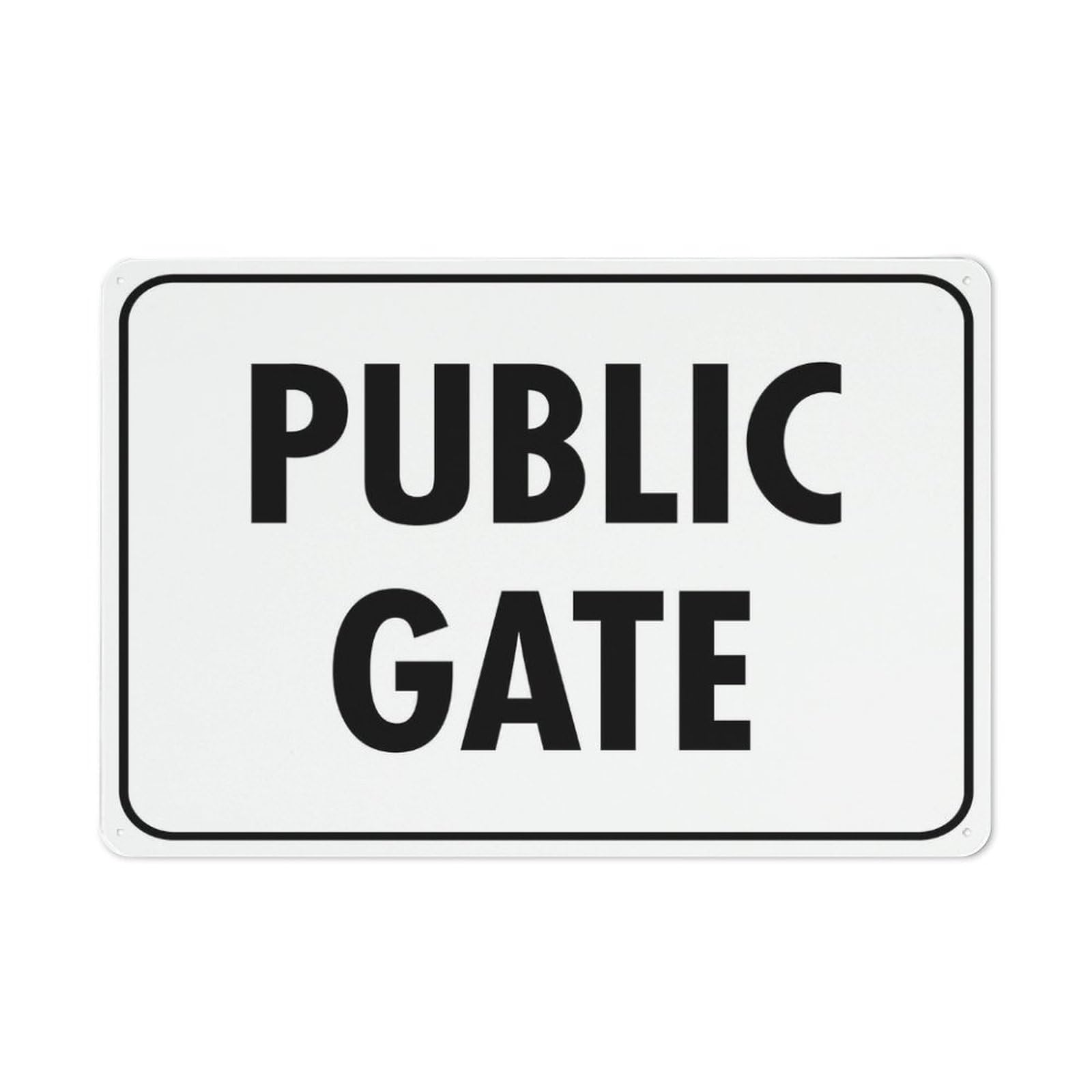 Public Gate Warning Tin Sign, 8x12 Inch Wall Decor for Home, Kitchen, Farm, Garden, Garage