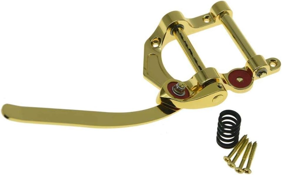 KAISH Guitar Vibrato Tailpiece Tremolo Bridge Flat Top Body Tremolo Vibrato Bridge for Electric Guitars Gold