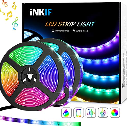 LED Strip Lights, Sync to Music 32.8ft/10m Waterproof RGB LED Light Strips Flexible