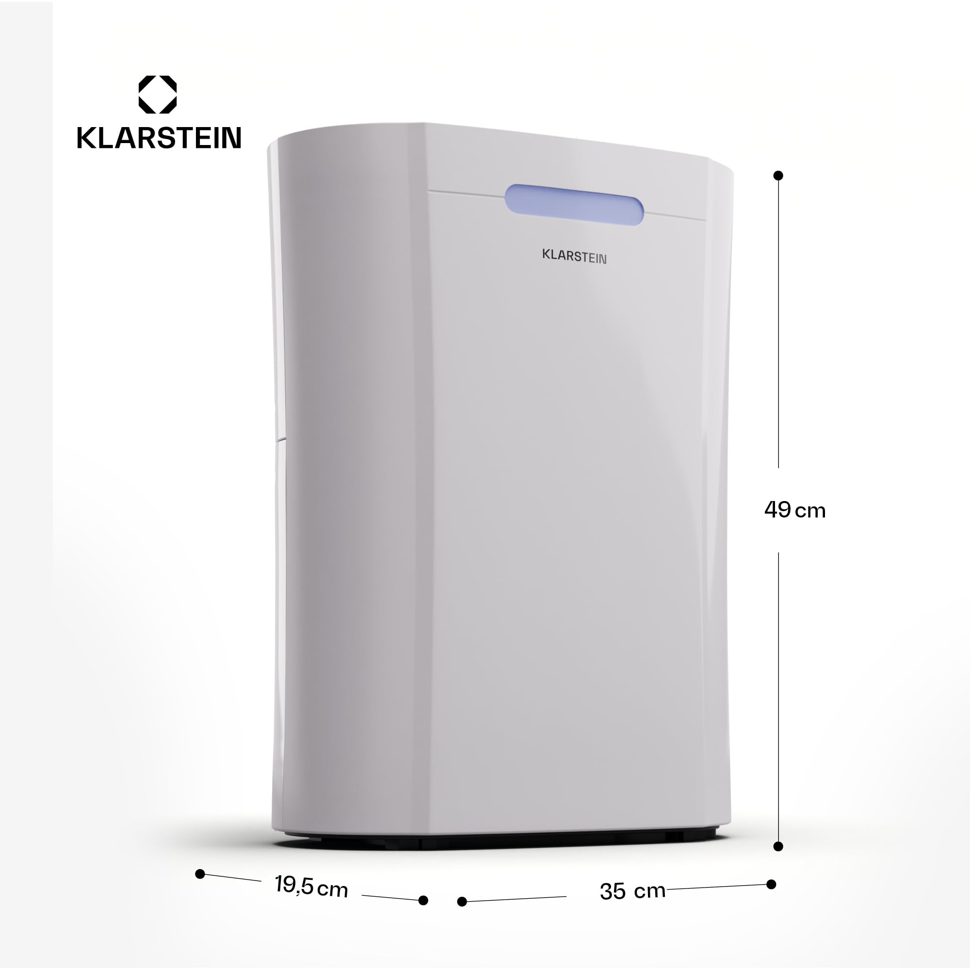 Klarstein Osuszacz powietrza elektryczny, Osuszacz do mieszkania, łazienki i piwnicy, Oszczędny cichy Elektryczny dehumidifier z panelem dotykowym, budowlany o pojemności 10L