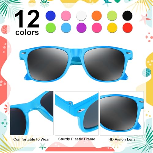 NEBURORA 96 Pack Neon Sunglasses Bulk Classic Retro Multicolor Party Sunglasses for Goody Bag Fillers Adult Men Women Birthday Summer Beach Party Favors4