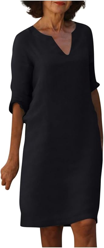 OIOLOYJM Plus Size Summer Dresses for Women 2025 Plus Size Dresses for Curvy Women 3/4 Sleeve Casual Boho Kaftan Dresses