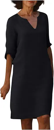 OIOLOYJM Plus Size Summer Dresses for Women 2025 Plus Size Dresses for Curvy Women 3/4 Sleeve Casual Boho Kaftan Dresses