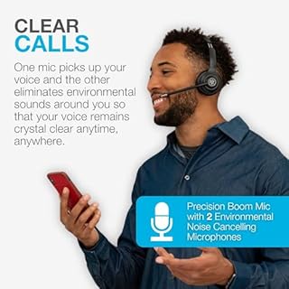 JLab Go Work 2nd Gen Wireless Headset with Microphone - 55+H PC Bluetooth Headset or USB C Dongle, Noise Cancelling Mic, Multipoint, On Ear Wired or Wireless Office Laptop Computer Headsets