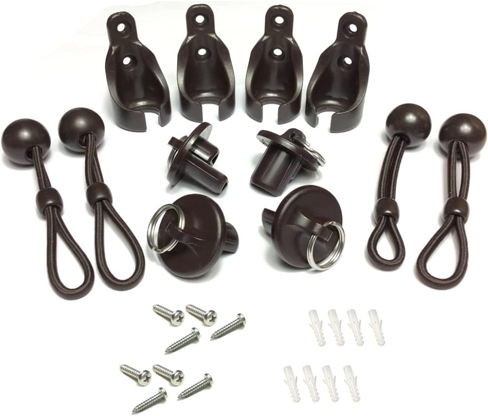 Set of 2 Replacement Shade Parts Bungee End Cap Kit Beige for Coolaroo Exterior Cordless Roller Shades Outdoor Blinds