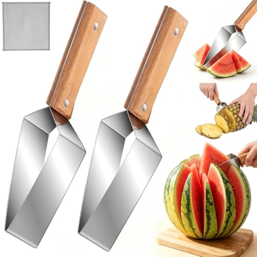 2 Pièces Coupe Pasteque, Nouveauté 2026,Trancheur En Acier,Coupe Tranche De Pastèque,Coupe Tranche De Pastèque,Coupe Pastèque En Acier Inoxydable,L'indispensable De La Cuisine Familiale